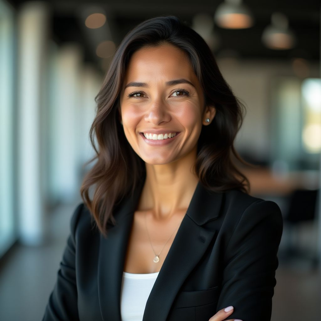 Retrato de una instructora experta en finanzas.