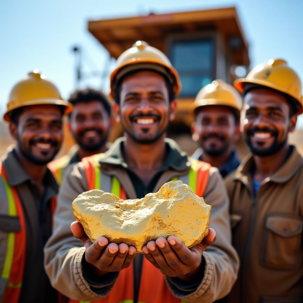 Miembros de una cooperativa minera sonriendo.